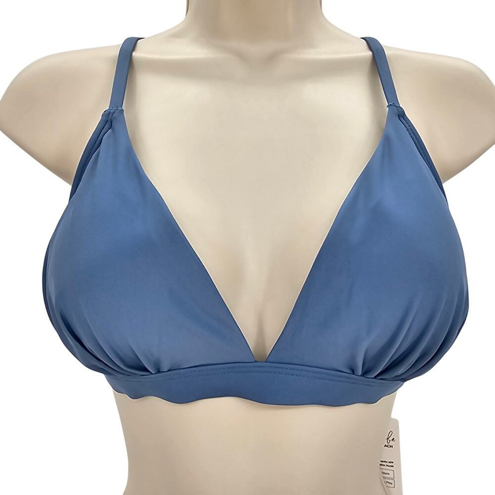 Cupshe Womans size L V-Neck Triangle Lace Up Tie Back Bikini Top Cornflower NEW